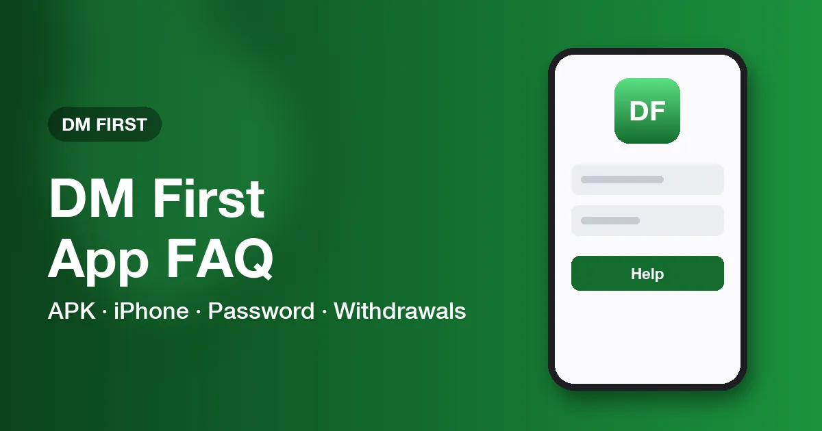 Banner for DM First app questions and answers